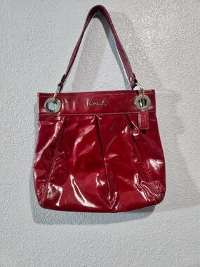 Coach Red Patent Leather Shoulder Tote